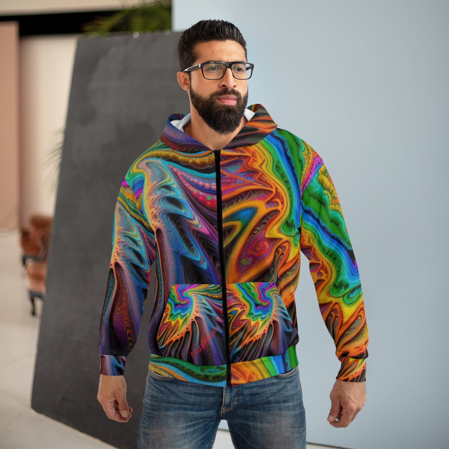 trippy multicolor Zip Hoodie